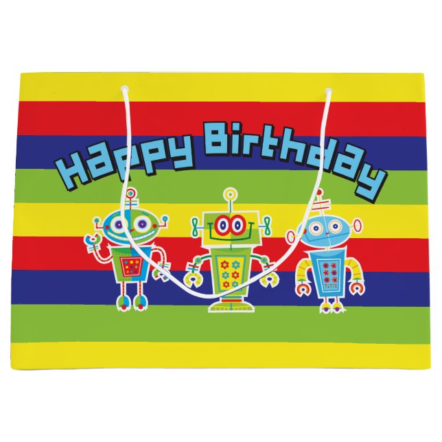 Sacs cadeaux géants Robots pour anniversaire (Devant)