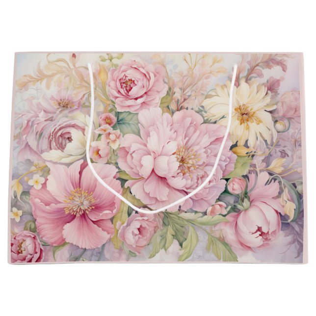 Sacs cadeaux grands pivoines magnifiques (Devant)