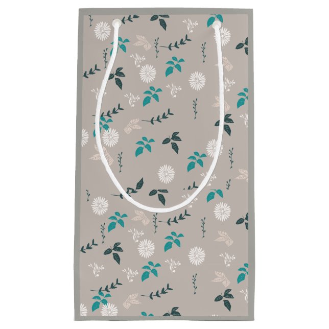 sacs cadeaux gris floral (Devant)