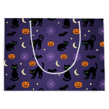 Sacs Cadeaux Halloween Violets Citrouilles Chats N