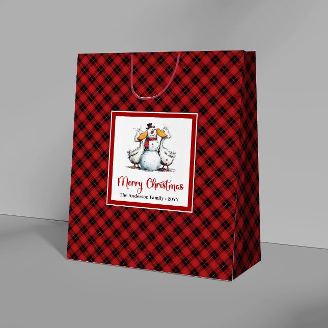 Sacs Cadeaux Humour Canards Noël Farfelus (Christmas Quirky Silly Geese Humor Gift Bags)