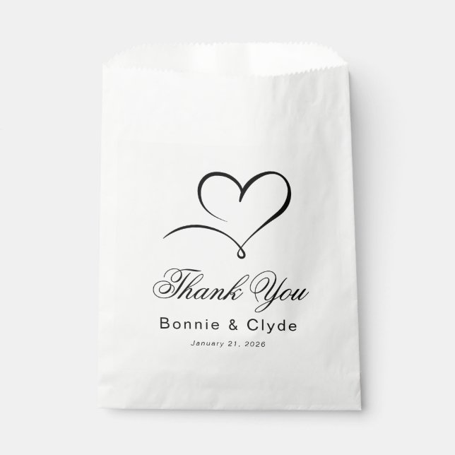 Sacs Cadeaux Mariage Élégant Heart Mark Blanc (Devant)