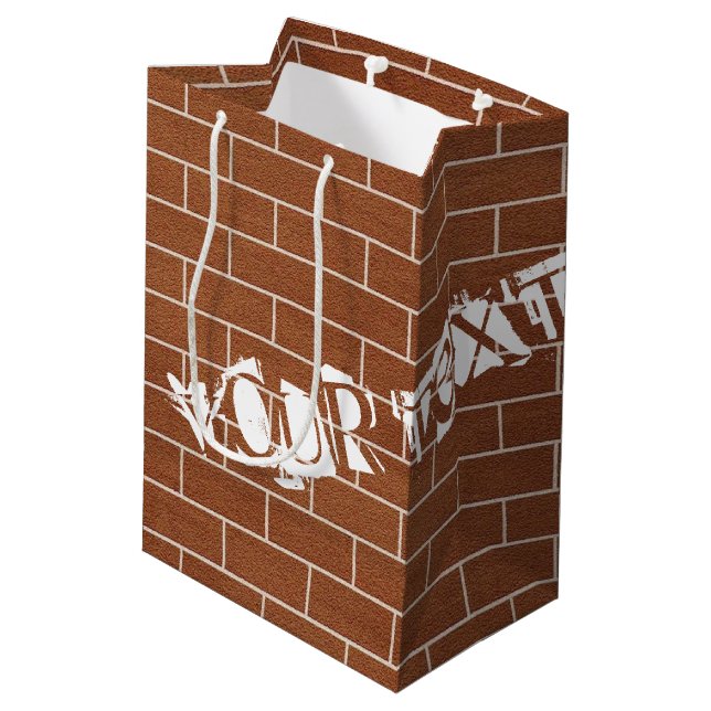 Sacs Cadeaux Mur de Briques avec Texte Personnalis (Dos Angle)