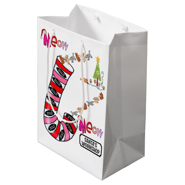 Sacs Cadeaux Noël Elf Meow Joyeux (Dos Angle)