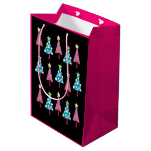 Sacs cadeaux Pink Black Christmas Trees