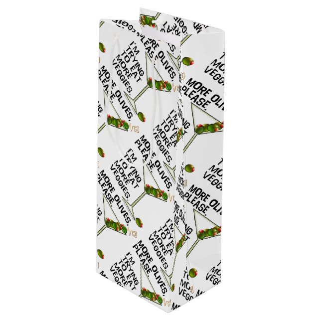SACS Cadeaux - Plus d'Olives. Manger des Légumes! (Devant Angle)