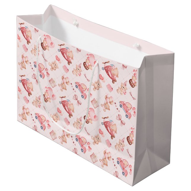 sacs cadeaux pour bébé fille en couleur rose (Devant Angle)