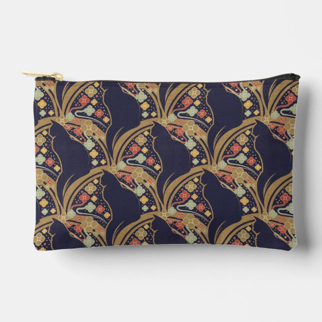Sacs cosmétiques à motif floral de chat Art Déco (Recto)