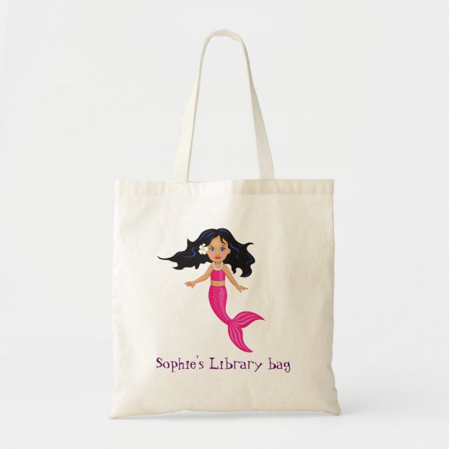 Sacs de bibliothèque de nom de sirène rose pour fi (Devant)