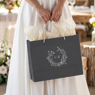 Sacs de bienvenue de mariage à monogramme botaniqu
