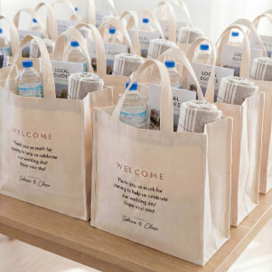 Sacs de bienvenue de mariage minimalistes personna