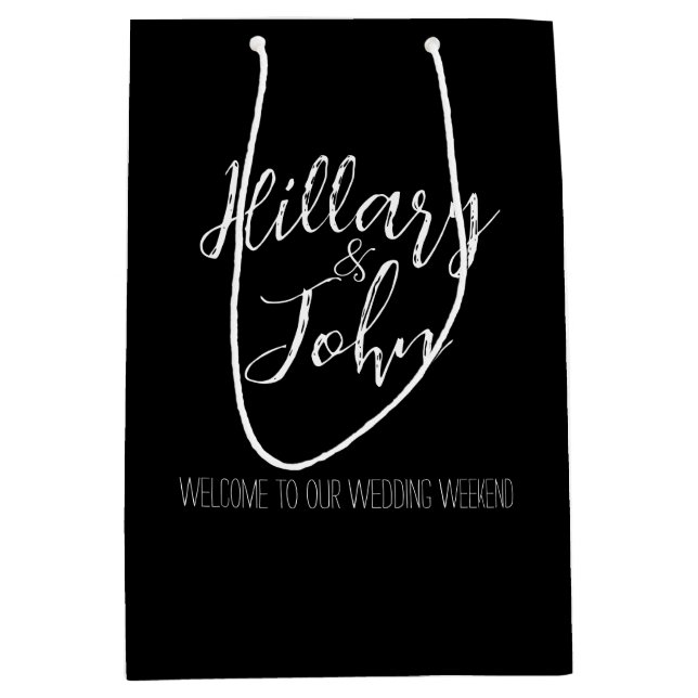 Sacs de bienvenue du Mariage du nom du couple (Devant)