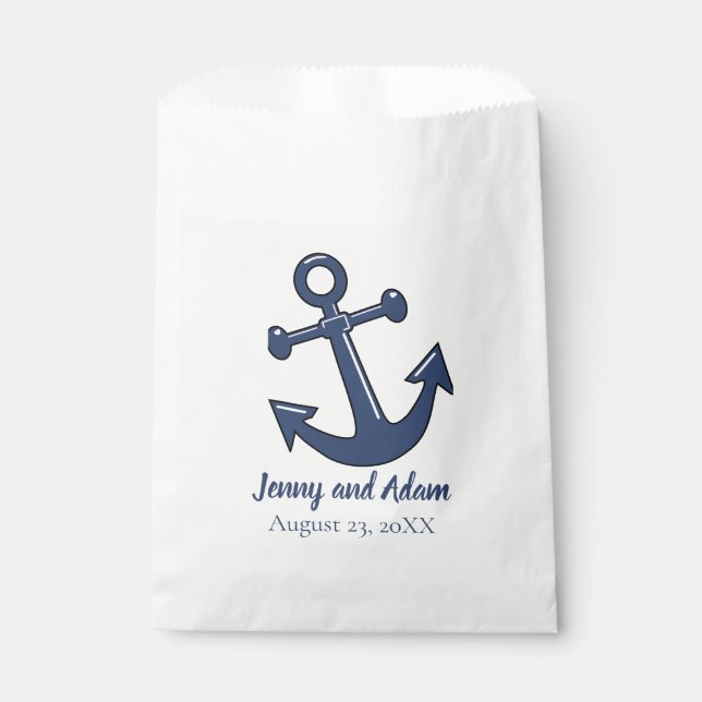 Sacs de bonbons de mariage nautique à thème d'ancr (Devant)