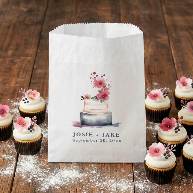 Sacs de bonbons de mariage pastel (Pastel wedding cake favor bags.)