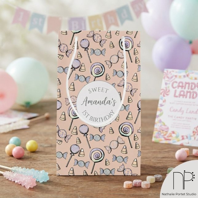 Sacs de bonbons doux petit cadeau  (This Sweet Little One Candy Small Gift Bags features hand-drawn candy and lollipop illustrations)