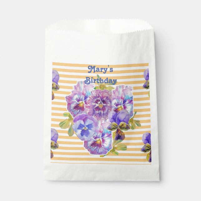 Sacs de cadeaux de fête floraux Fleurs de pensée j (Devant)