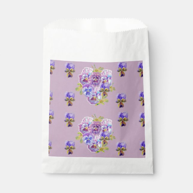 Sacs de cadeaux de fête floraux violets de pensée  (Devant)