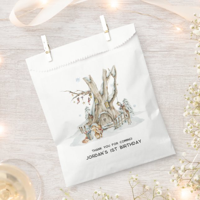 Sacs de cadeaux de fête | Forêt de bois d'hiver (Coupé)