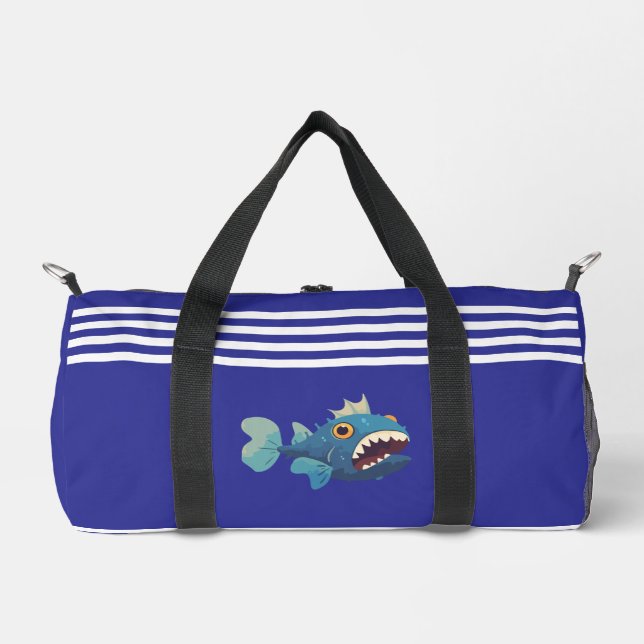 Sacs de couture rayés marine poissons piranhas ble (Recto)