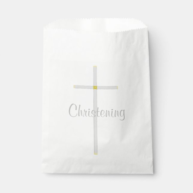 Sacs de Faveur Blanche Croix Christening (Devant)