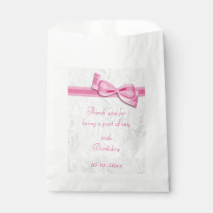 Sacs de Faveur d'Anniversaire 20 ans Damassé et Nœ