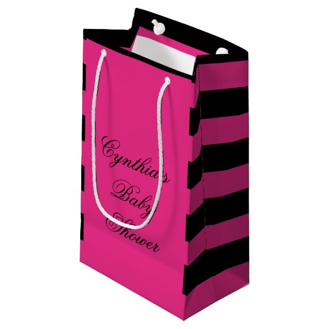 Sacs de faveur de baby shower de rayures de roses (Devant Angle)