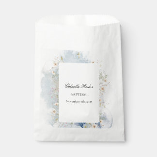 Sacs de faveur de baptême avec des fleurs et une c
