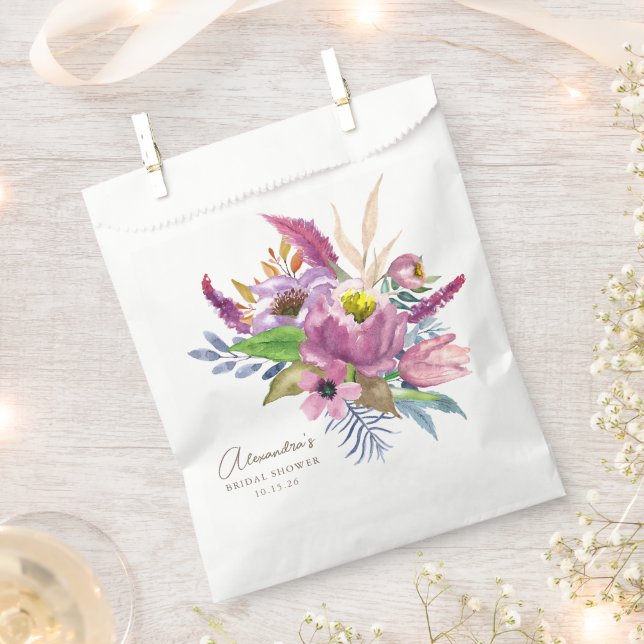 Sacs de Faveur de Mariage Bohème Floral Aquarelle  (Coupé)
