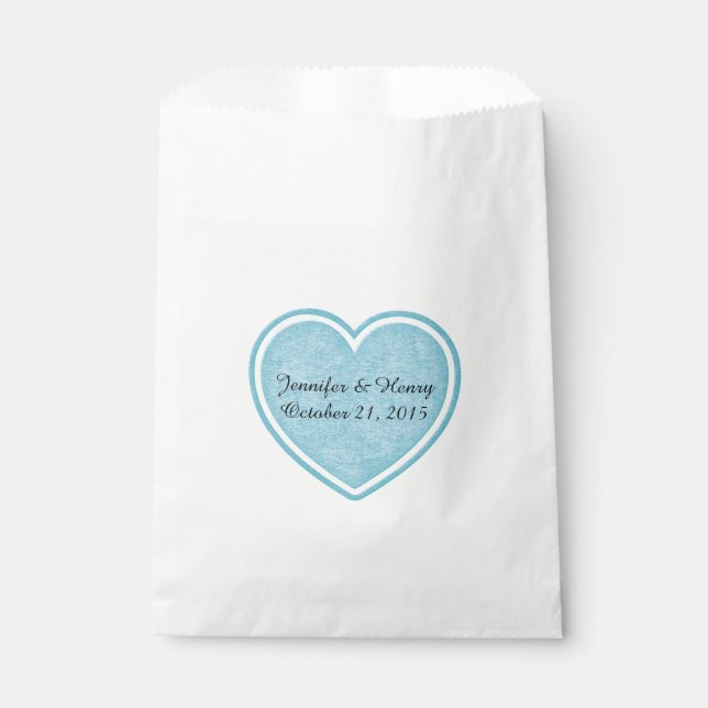 Sacs de faveur de mariage de coeur bleu (Devant)