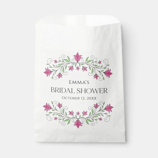 Sacs de faveur de mariage Fleurs de cloche rose (Devant)