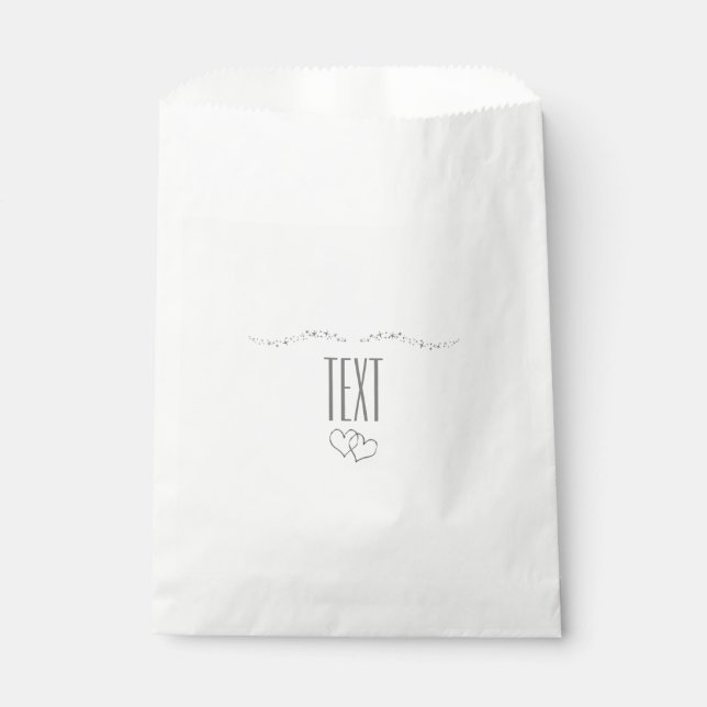 Sacs de faveur de mariage Silver Hearts & Sparkle (Devant)