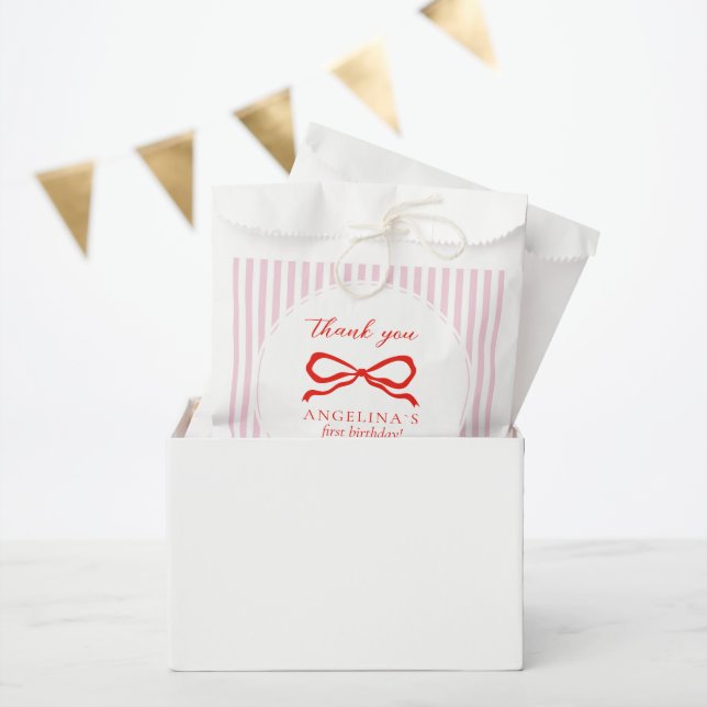 Sacs de faveur Élégant nœud rouge d'anniversaire. (Fête)