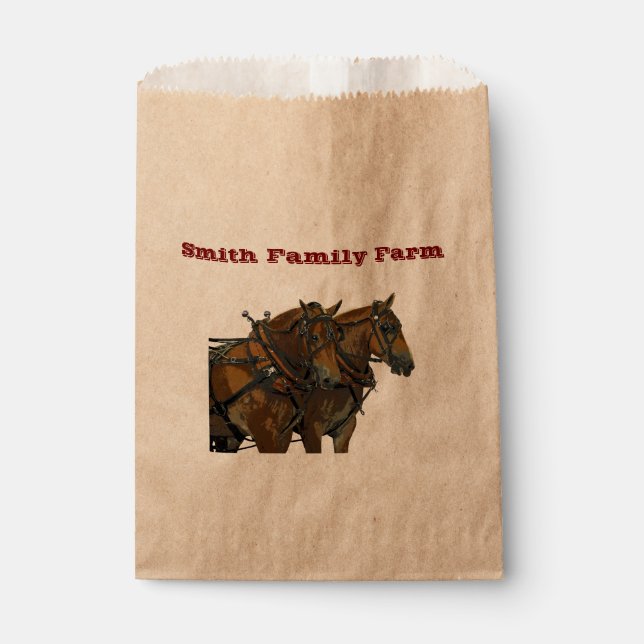 Sacs de faveur en papier pour attelage de chevaux  (Devant)