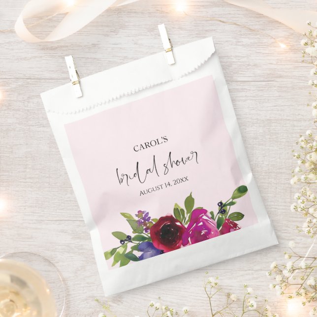 Sacs de Faveur Fleuris Aquarelle Rose Clair (Coupé)