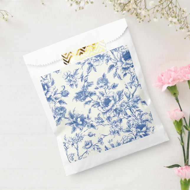 Sacs de Faveur Floral Bleu de Chinoiserie (Scellé)