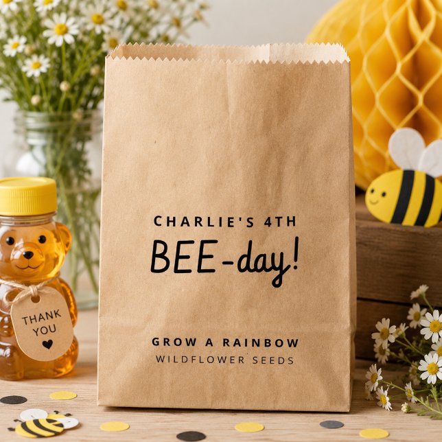 Sacs de Faveur | Sacs de fête d'anniversaire pour  (Custom bee birthday favor bags for wildflower seed gifts, kids parties, and thank you treats.)