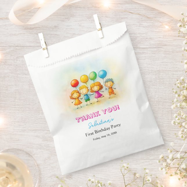 Sacs de faveurs d'anniversaire Balloon Buddies Bas (Coupé)