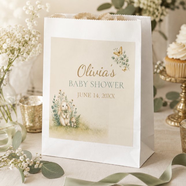 Sacs de Faveurs de Baby Shower Lapin de Bois (Woodland Bunny Baby Shower Favor Bags)