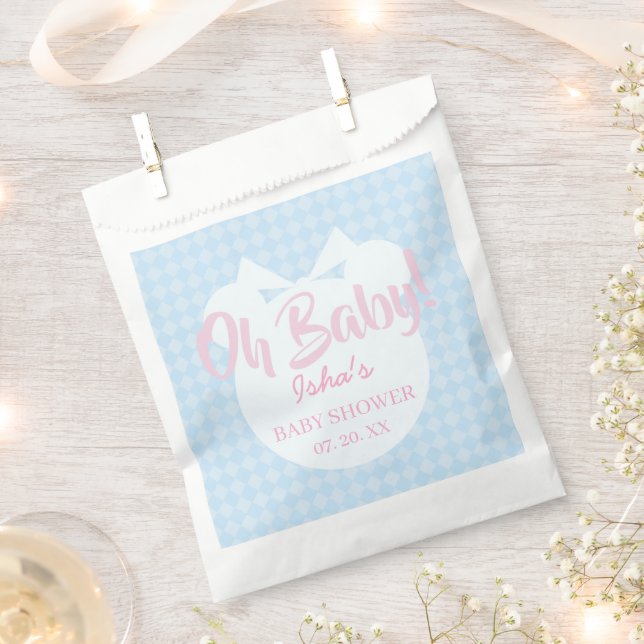 Sacs de faveurs de douche bébé ours bleu clair Oh  (Coupé)