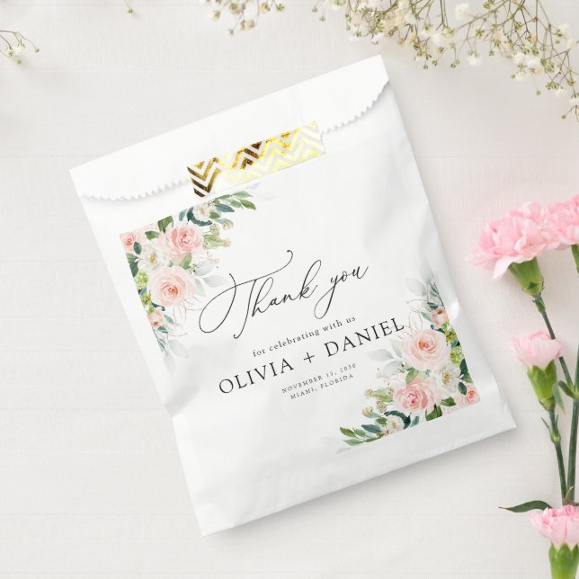 Sacs de Faveurs de Fête de Mariage aux Roses Roses (Scellé)