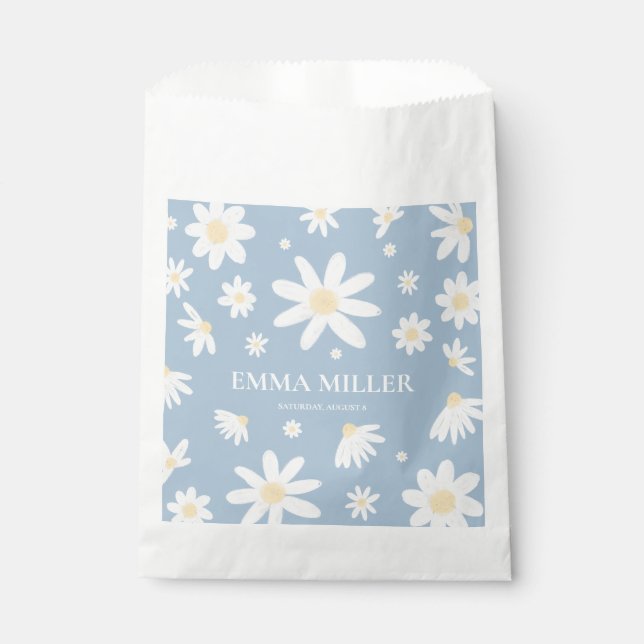 Sacs de Faveurs de Fleur de Daisy Bleue (Devant)