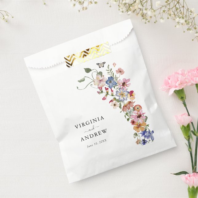 Sacs de Faveurs de Mariage Fleur Sauvage (Boho Colorful Wildflower Wedding Favor Bags with Butterfly by Painted Paperie
)