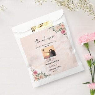 Sacs de Faveurs de Mariage Fleuris Crème Rose Roma