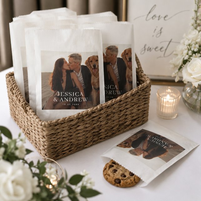 Sacs de Faveurs de Mariage Modernes Élégants Blanc (Créateur téléchargé)