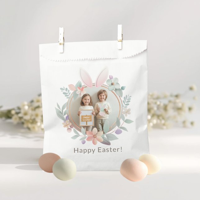 Sacs de Faveurs de Photo de Pâques au Pastel Éléga (Créateur téléchargé)