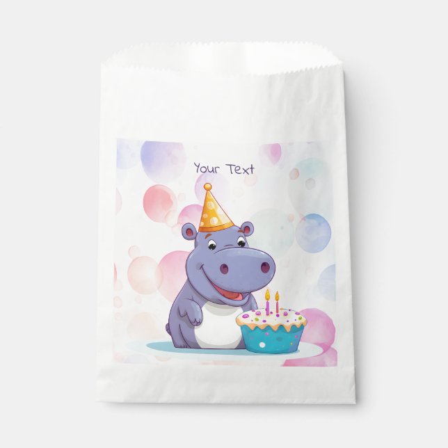 Sacs de Faveurs d'Hippopotame d'Anniversaire (Devant)