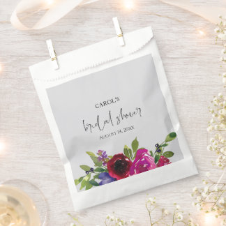 Sacs de Faveurs Floraux Aquarelle Gris Perle