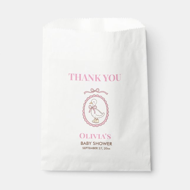 Sacs de faveurs pour Baby Shower Pink Goose | Pers (Devant)