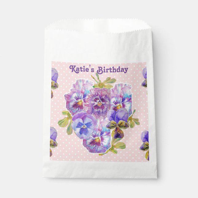 Sacs de Fêtes avec fleurs de pensée rose (Devant)