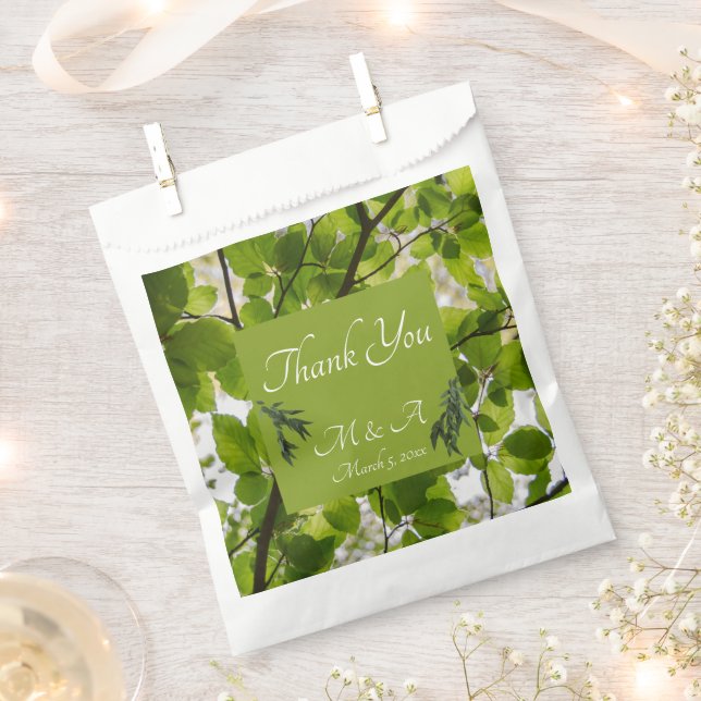 Sacs de mariage Feuille vert Favour (Coupé)